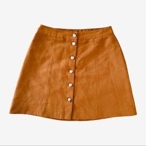 H&M Suede Button-Up Tan High Waisted Skirt